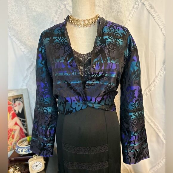 Vintage 90’s Y2k Silk Button Up blouse Large - Picture 1 of 8